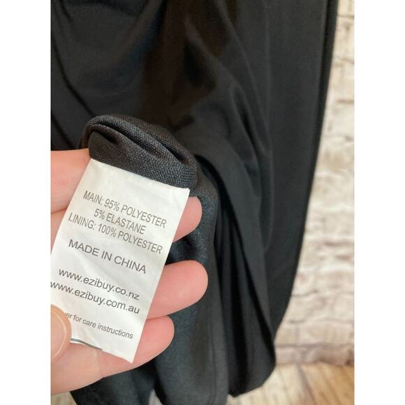 Grace Hill Midi Dress Womens 14 Black LBD Beaded Draped Ruched Sleeveless Sheath - Picture 6 of 15